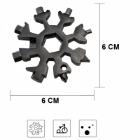 Cheie multifunctionala, tip breloc, 18 in 1, forma de fulg, metal, negru Vivo 18MT-BLACK